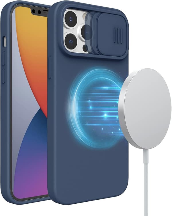 MARINEBLÅT ETUI TIL IPHONE 13 PRO MAX LUKKET KAMERA HOLDBART