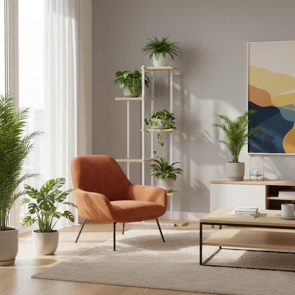 Blomställning, blomställning, metallhylla, modern vit