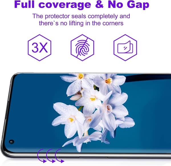 2x Hærdet glas til Oneplus 9 Pro, sort, afrundet ramme, holdbar