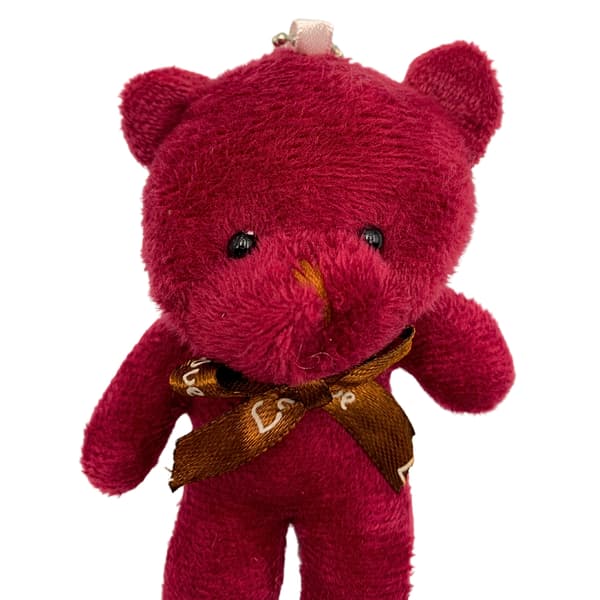 Plysset bamse til Valentinsdag med sløjfe nøglering til hende 12 cm