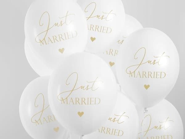 Just Married balloner, hvide, 30 cm 1 stk.