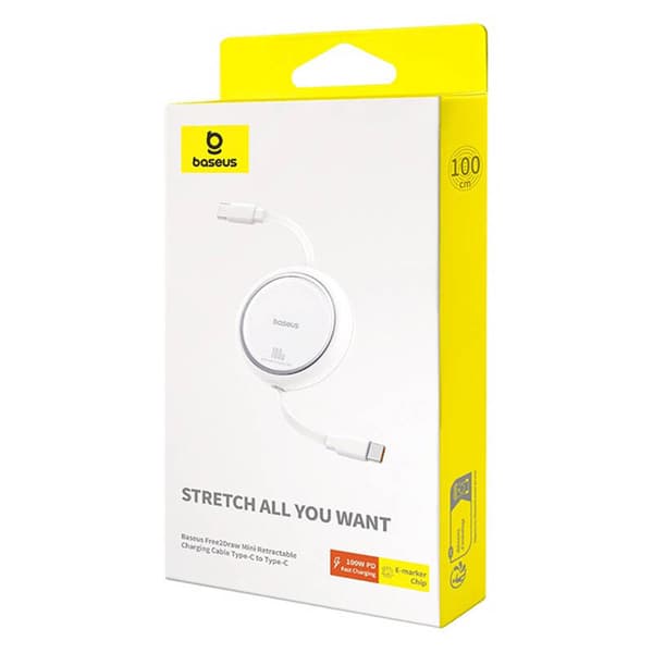 Baseus Free2Draw USB-C till USB-C-kabel, PD, 100W, 1m (Vit)