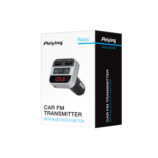 Peiying FM-transmitter Bluetooth 12-24V med 2x USB-laddare och AUX
