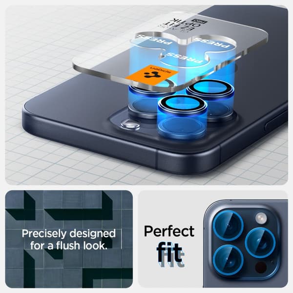 SPIGEN OPTIK.TR EZ FIT KAMERASKYDD 2-PACK IPHONE 14 PRO / PRO MAX / 15 PRO / PRO MAX BLÅ TITAN