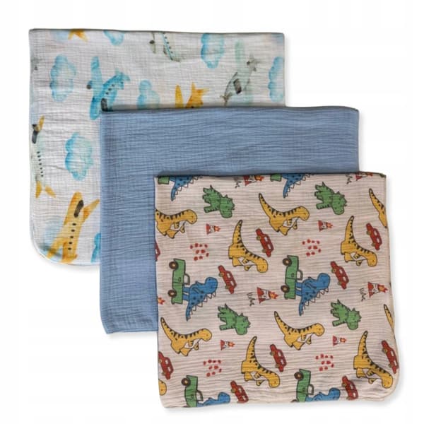 3-paket mini musslinkläder 38x38 klutar moln dino blå