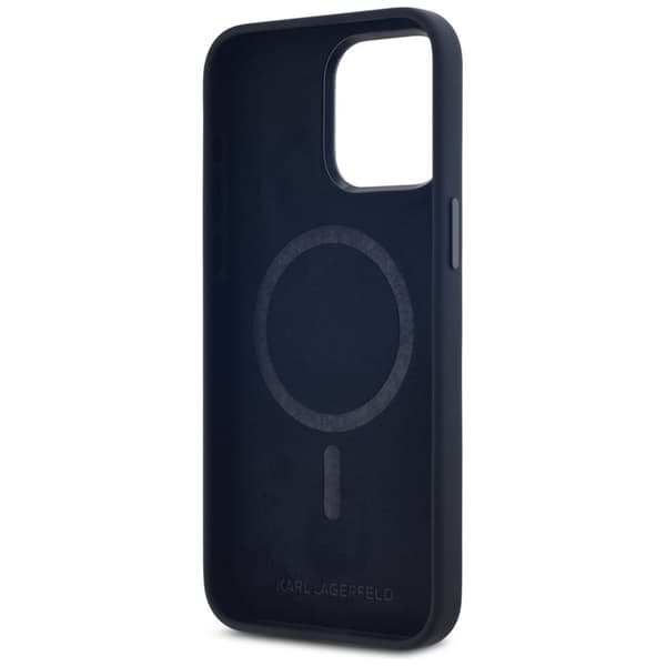 Karl Lagerfeld Silikone Shadow Metal Initial MagSafe-etui til iPhone 15 Pro Max (sort)