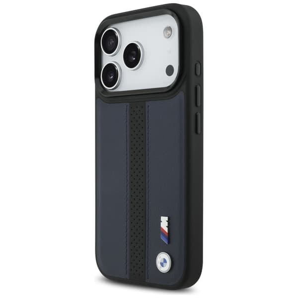 BMW M Perforeret Stribet Logo MagSafe-cover til iPhone 17 Pro Marineblå