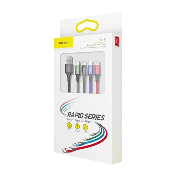USB-kabel Baseus Fast 4w1 USB-C / 2x Lightning / Micro 3,5A 1,2m (svart)