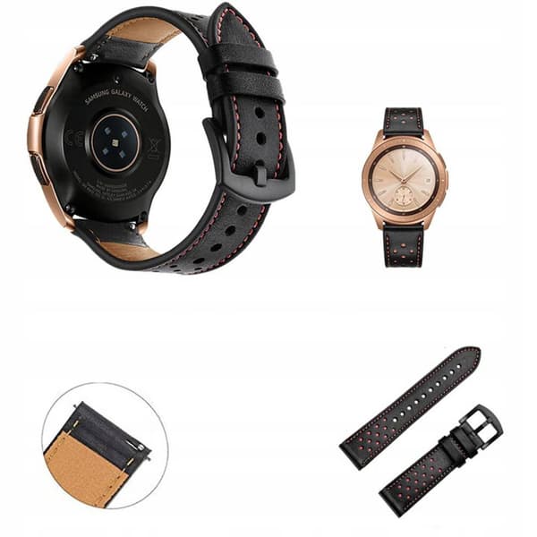 Læderrem til Amazfit BIP/GTS/GTR 42mm (sort)