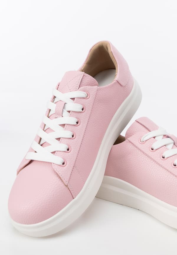 Wittchen Dames klassiske pink platformssneakers, naturlæder