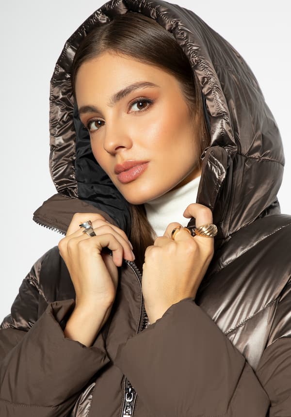 Wittchen dames dunfrakke med hætte, beige, beige nylon