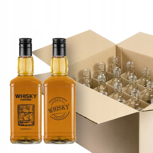 20x DANIELS 0,5l pulloa viskipainatuksella laatikossa