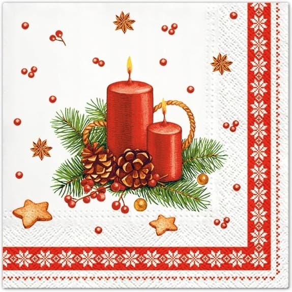 Juleservietter LYS Lys Julepynt 33x33cm 20 stk.