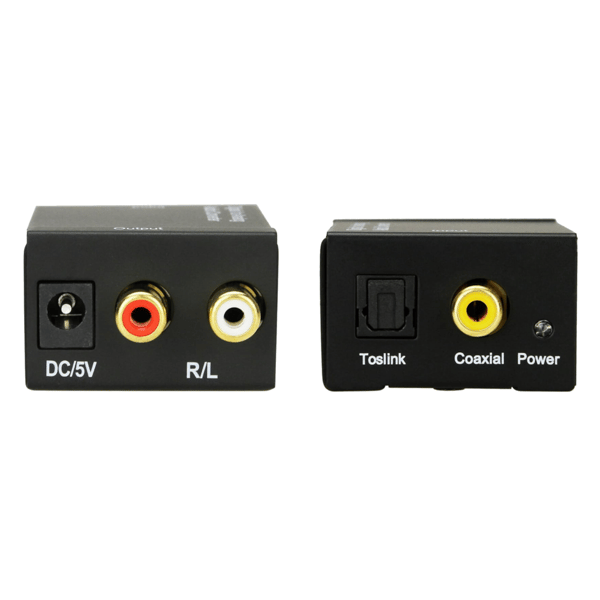 digital lyd konverter koaksial TOSLINK til analog 2 x RCA stereo