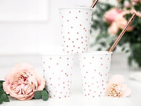 Dots-muggar, vita, 260 ml, 6 st.