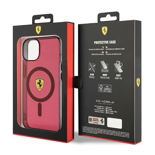 Ferrari Gennemsigtig MagSafe - iPhone 14 Etui (Rød)