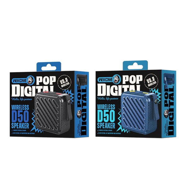 WEKOME D50 Pop Digital-serien - Bærbar trådløs Bluetooth V5.2-højttaler (sort)