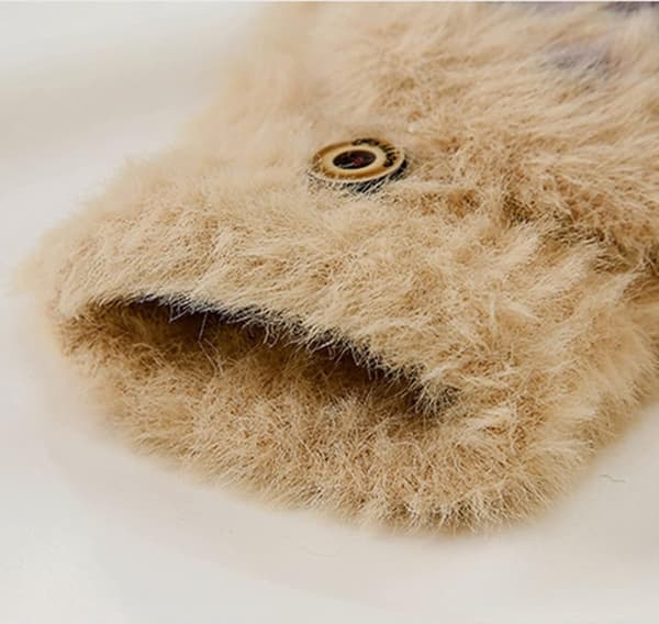 DAM FINGERLÖSA HANDSKAR VINTERVARMA PLUSHY BOMULL BEIGE