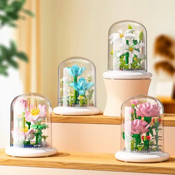 Blomsterbuket byggeklodser blomst i kuppel sæt 570 dele.