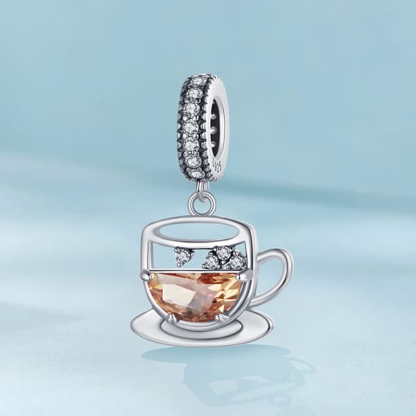 Kaffekop sølv charm vedhæng perler sølv 925