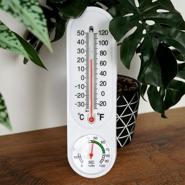 Lämpömittari ja kosteusmittari valkoinen 22 cm