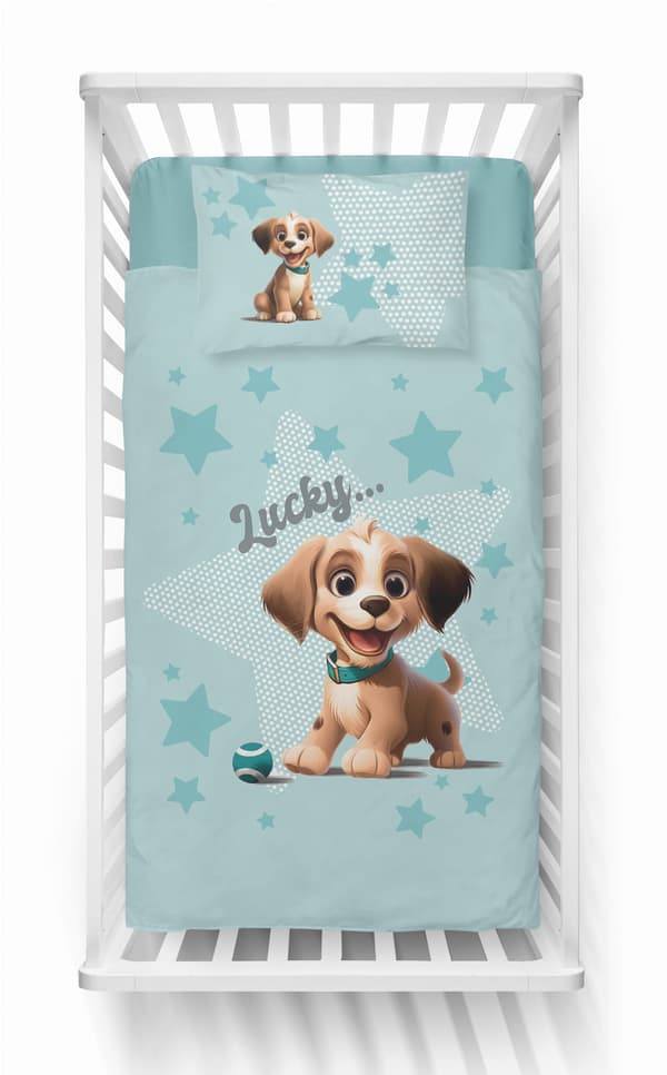 Bambussengetøj til tremmeseng 90x120 Hund