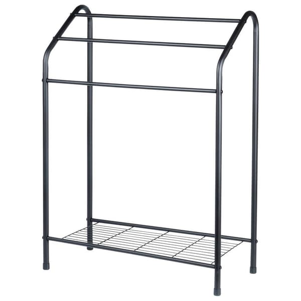 stående metal håndklædeholder sort