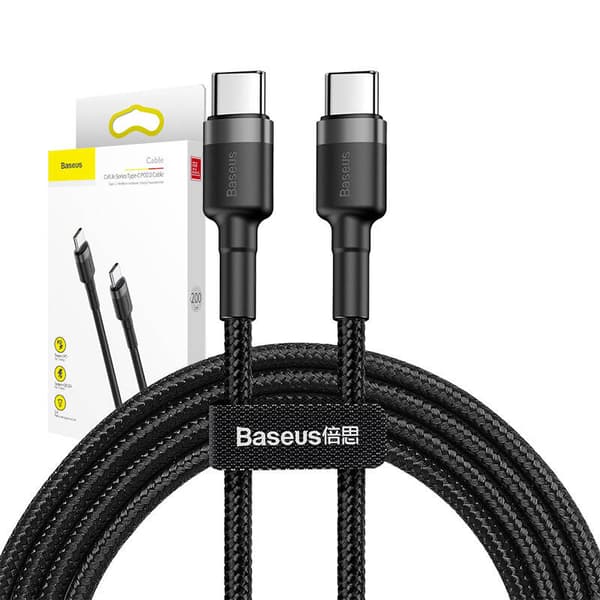 Baseus Cafule PD 2.0, QC 3.0, 60W USB-C till USB-C PD-kabel, 2m (svart-grå)