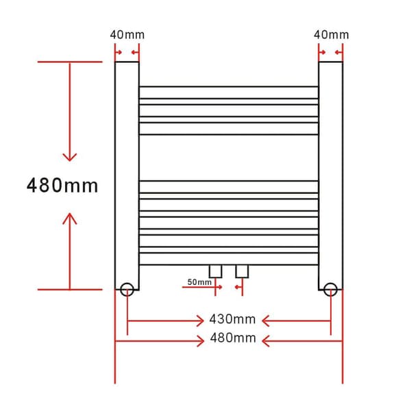 Badrumsradiator, rundad 480x480 mm
