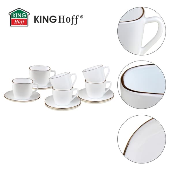 KINGHOFF OPAL KH-1930 KAFFE SÆT MED 6 KOPPER MED UNDERKOPPER