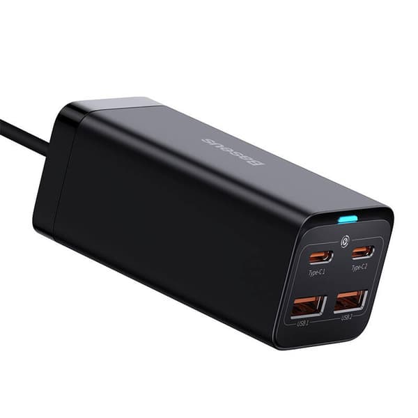 Baseus GaN3 Pro 2xUSB-C + 2xUSB Väggladdare, 100W (Svart)