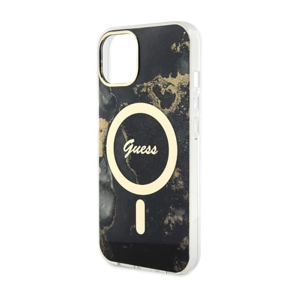 Guess Golden Marble MagSafe - iPhone 14 -kotelo (musta)