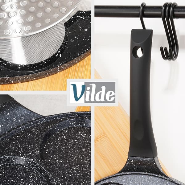 Granitpande til æg med 7 huller BLACK LINE 26 cm
