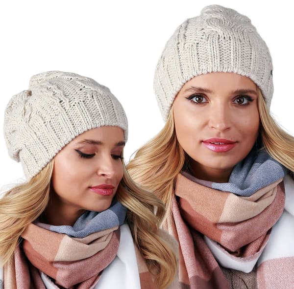 Beige damhatt med tjock väv - A4