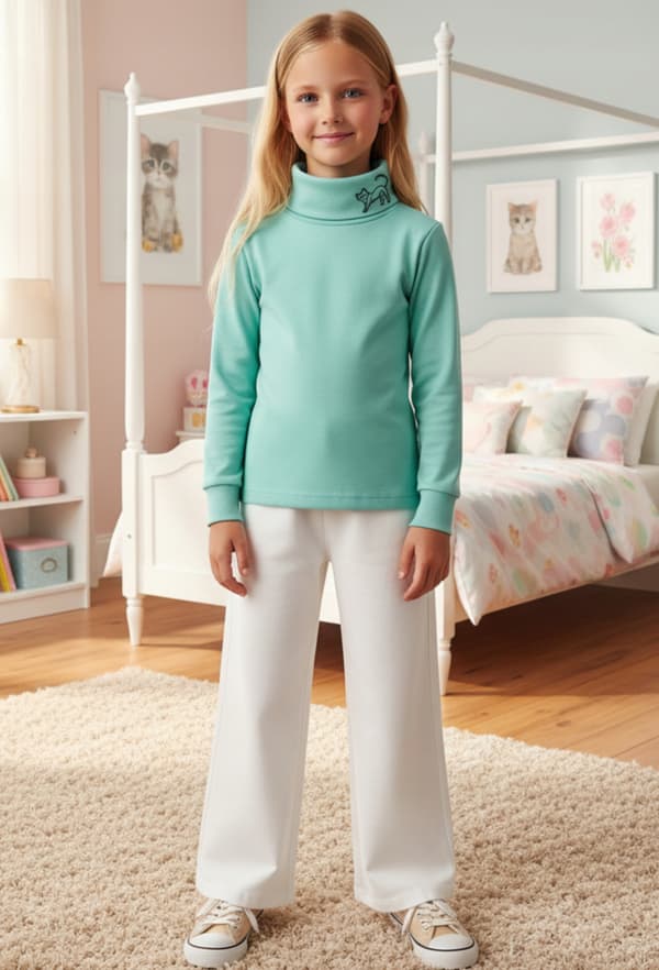 Barn TURTLENECK 140 SWEATSHIRT Barn T-SHIRT med tryck MINT