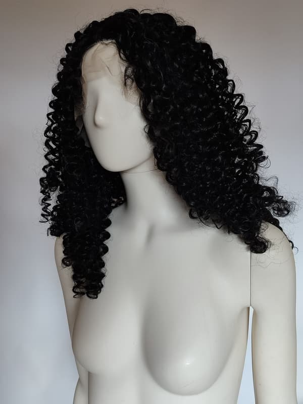 Sort lace front paryk Afro krøller sorte tykke krøller varmebestandig