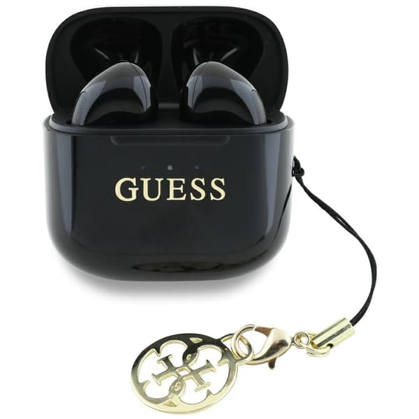Guess Glossy Effect Printed Classic Logo & Charm TWS Hovedtelefoner Sorte