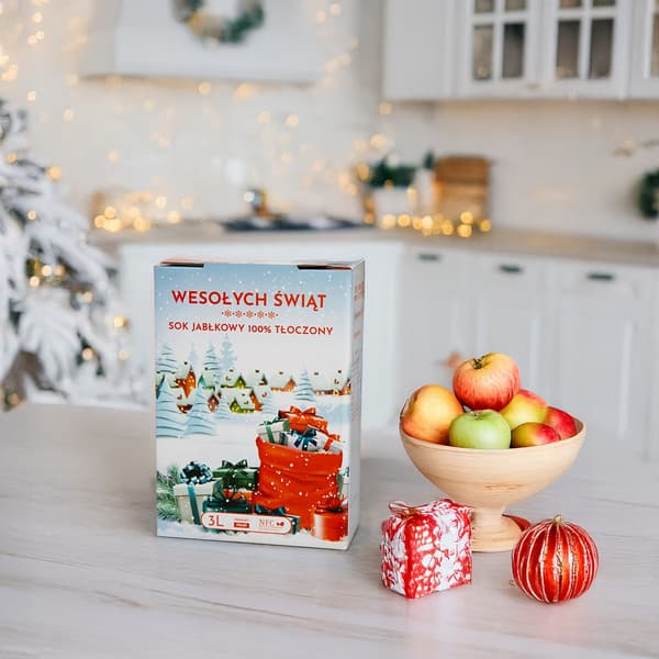 Juleæblejuicekarton 100% presset 3L Til julegaver