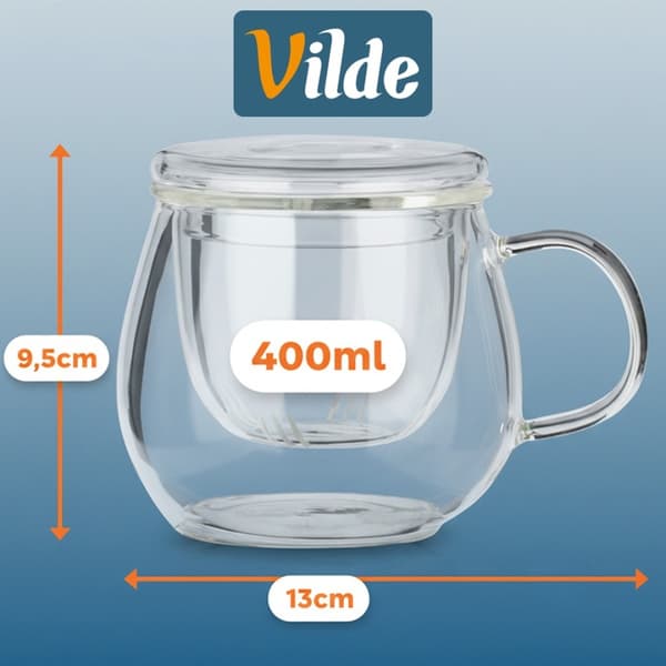 GLASKOP 400ml MED INFUSER OG LÅG 139815