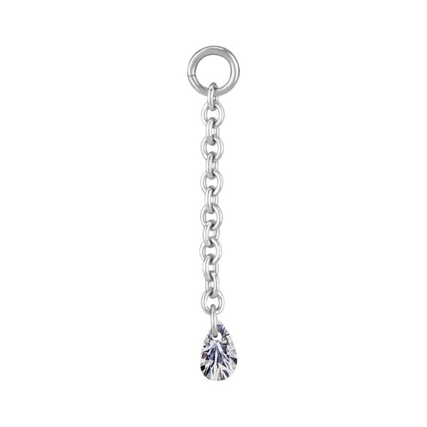 Berlockkedja med vit zirkon - silver - D-074 20 mm