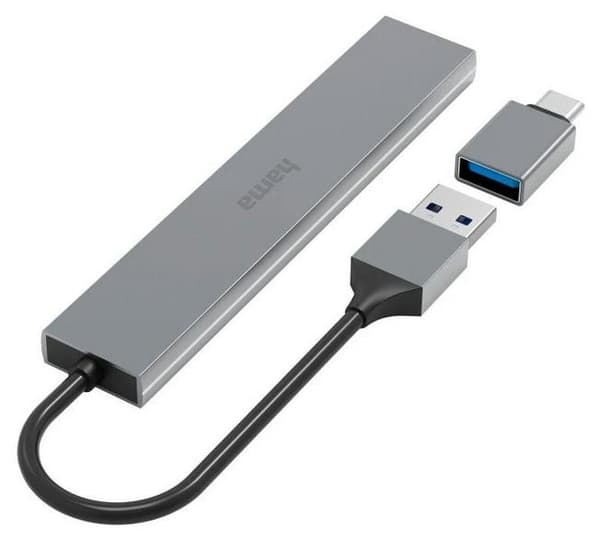 Hub HAMA Premium USB 3.2 + Adapter USB-C 4x USB-A Ultra slim 5Gbit/s