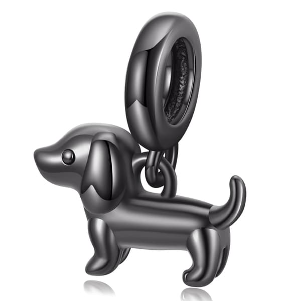 Sølv charm sort DACHSHUND vedhæng perler sølv 925