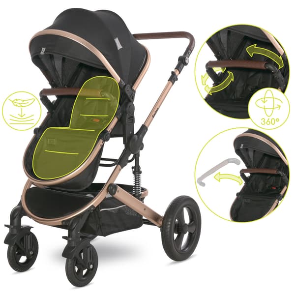 Lorelli Boston - 2-in-1 monitoimirattaat | Musta + adapterit