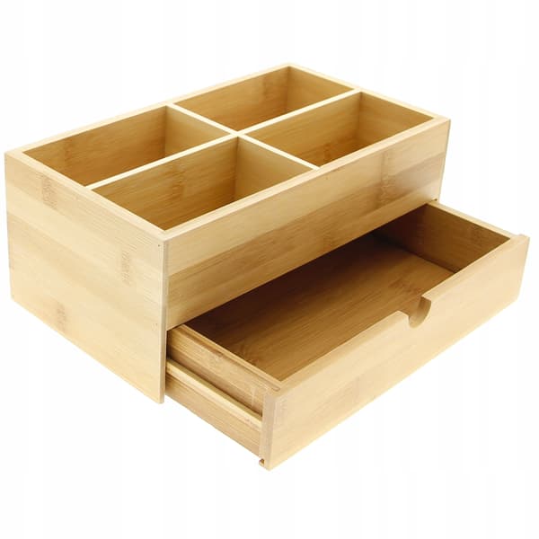 BAMBU-ORGANIZER FÖR NAGELACK OCH KOSMETIKA MED 4 FACKS