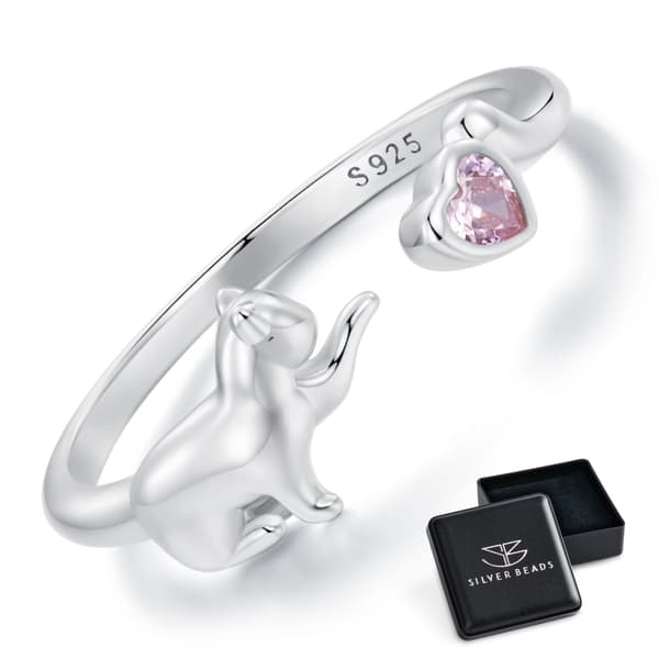 Silver universalring, kattunge med hjärta, silver 925