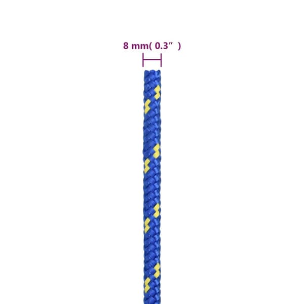 vidaXL sejltov, blå, 8 mm, 25 m, polypropylen