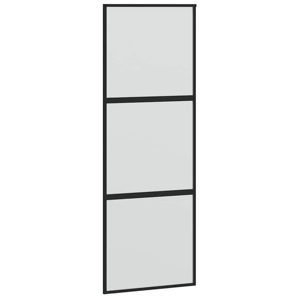 vidaXL skydedør, sort, 76x205 cm, hærdet glas, aluminium