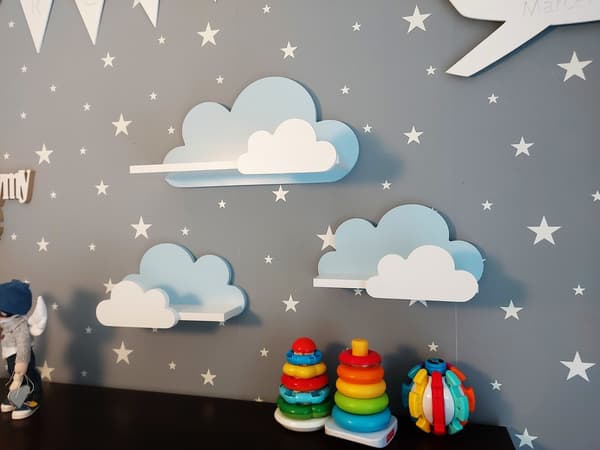Cloud Shelves Sæt med 3 Moli- Galaxy - Blå og Hvid