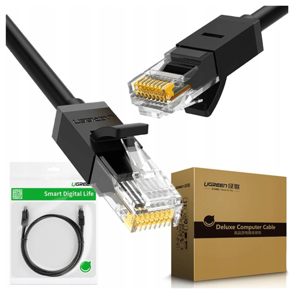 UGREEN NW102 Ethernet RJ45 netværkskabel, Cat.6, UTP, 3m (sort)