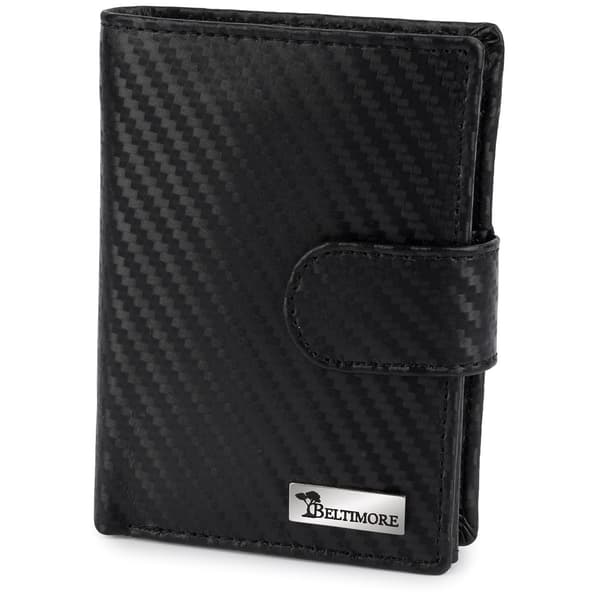 Herr klassisk läderplånbok RFiD stor svart kolfiber premium Beltimore